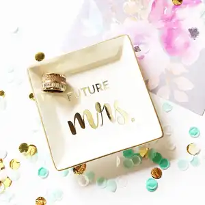 personalized bride gift ceramic mrs ring tray holder engagement jewelry dish