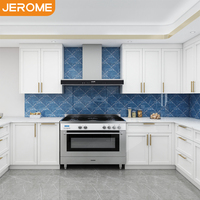 Ensemble complet de poignées dorées modernes personnalisées pour armoires de cuisine, style américain classique, armoire de cuisine en forme de U, blanc pur, style Shaker