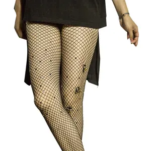 Sexy Shining Star 3D Bee Diamond Mesh Fishing Net Socks Large Mesh Luxury Woman Solid Fashion Design Pantyhose