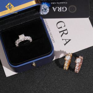 Anillo de Compromiso de Lujo de Plata de Ley 925 con Moissanita VVS1 de 6.78 Ct, Conjunto de Anillos de Eternidad - Product Image 6