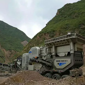 Triturador de pedra tamanho grande, pista trituradora de pedra móvel