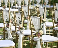 Chaises Chiavari en résine plastique empilables dorées pour hôtels, fêtes et mariages, vente en gros
