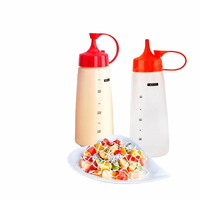 Bouteilles en plastique transparentes à presser avec bec verseur pointu, bouteille à sauce, distributeur de vinaigrette pour cuisine et restaurant