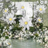 Display Floral bunga aster besar berdiri kertas putih bunga raksasa untuk dekorasi pernikahan