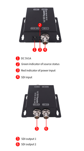 Divisor profesional de 1x4 3G-SDI, extracción de Audio, transmisión de 120m para señal <span class=keywords><strong>HD</strong></span>/3G-SDI, construcción de Metal - Product Image 6