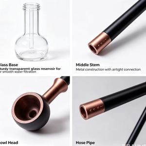 Moderno Set de Shisha de Acero Inoxidable con Base de Cristal Espejo, Manguera y Cazoleta Portátil - Venta al por Mayor Directa de Fábrica - Accesorios para Fumar - Product Image 5