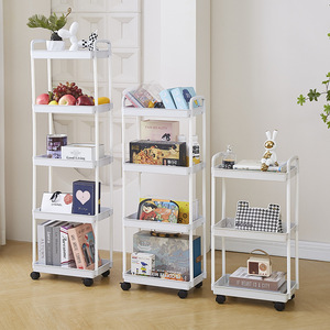 Carrito de almacenamiento móvil de plástico con ruedas Cedar Space, estantería de cocina de cuatro niveles, carrito de almacenamiento de varios niveles. - Product Image 1