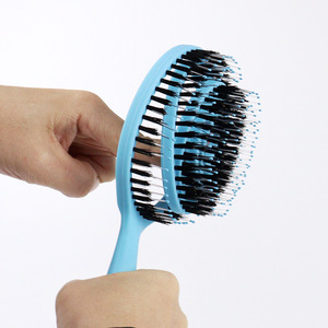 Brosse à cheveux démêlante en plastique écologique avec logo personnalisé en gros pour femmes hommes enfants unique brosse à cheveux en spirale Salon <span class=keywords><strong>Babershop</strong></span> - Product Image 6