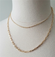 Bijoux de mode : Collier en or 14 carats plaqué or, style trombone, avec fermoir mousqueton réglable, tendance et minimaliste