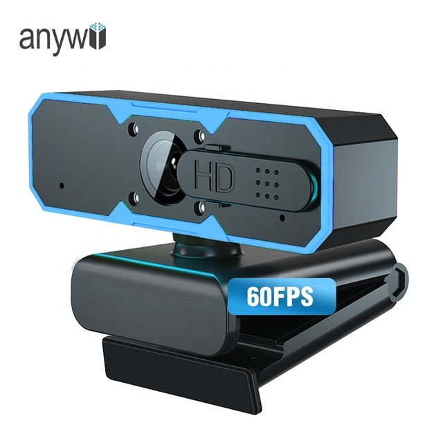 Anywii OEM Professional 1080p Web Camera with RGB Light Mini  60FPS Gaming Webcam and Microphone for PC CMOS Image Sensor