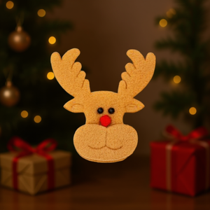 Ornamento Natalizio a Forma di Testa di Cervo 9x9mm, Decorazione Festiva - Product Image 2