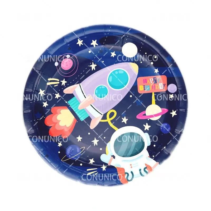 outer space astronauts party supplies kids birthday party decoration set event party fiesta theme 7 inch paper plate 202971