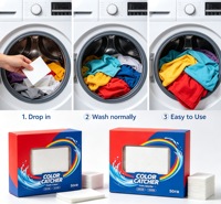 Feuilles de lavage écologiques en tissu non tissé anti-décoloration, sans fluorescent, jetables, absorbantes de couleur, OEM, marque privée