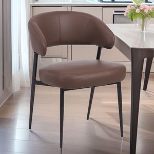 Modern Leather Dining Chair With <b>Backrest</b> For Dining Room Adult Use - Product Image 1