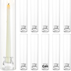 Vente en gros de porte-bougie cylindrique en verre cristal, conique, résistant aux hautes températures, écologique, recyclable, pour <span class=keywords><strong>mariage</strong></span> - Product Image 4