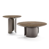 Table basse de salon moderne de luxe léger, personnalisable, en acier inoxydable bronzé avec plateau rond en marbre