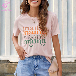 Loveda Venta al por mayor Verano Mujer Día DE LA MADRE <span class=keywords><strong>MAMA</strong></span> Carta Imprimir Poliéster Cuello redondo <span class=keywords><strong>Camiseta</strong></span> - Product Image 1