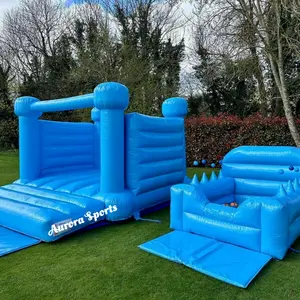 2024 Casa de rebote personalizada con PISCINA DE BOLAS Castillo azul pozo de bolas inflable y gorila para alquiler de fiestas