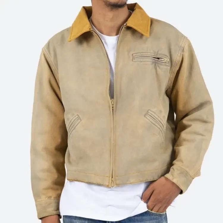 crop washed work custom logo designer outdoor vintage custom jacket for man