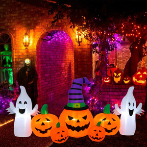 Sản phẩm tốt nhất khổng lồ 12ft 12 Chân Halloween 2023 Inflatable đôi mắt đỏ ma Skeleton bí ngô trang trí thổi lên Đảng - Product Image 3