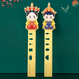 Custom Cute Aesthetic Classical Ruler Book Marks Accessories Brass 3D Design Etching Vintage Metal Bookmark