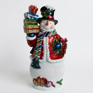 Snowman Holding Gift <b>Box</b> with LED Lights & <b>Music</b> - Product Image 1