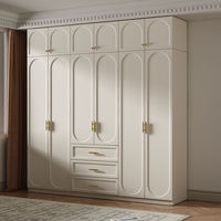 Armario Moderno Francés Blanco con 4-6 Puertas y Tocador, Elegante Conjunto de Armario para Dormitorio Principal