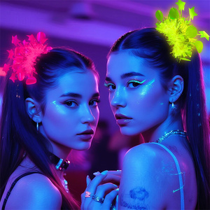 Collar, Pulsera y Gafas Fluorescentes que Brillan en la Oscuridad, Accesorios para Cabina <span class=keywords><strong>de</strong></span> Fotos con Luz Negra, Recuerdos para Fiestas <span class=keywords><strong>de</strong></span> Cumpleaños, San Valentín y Carnaval - Product Image 2