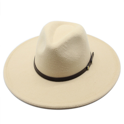 Оптовая продажа, осенне-зимняя джазовая шляпа 9,5 см, регулируемая теплая шерстяная фетровая шляпа для мужчин и женщин