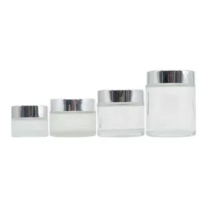 uv unique mini body skincare customized clear frosted cosmetic cream luxury cosmetic glass jar packaging jar for cosmetics glass