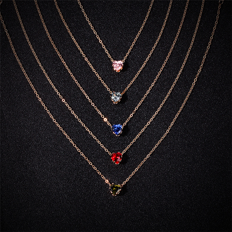 Trendz Simple alliage femmes Strass collier Gravé Coeur Charme Collier chaîne