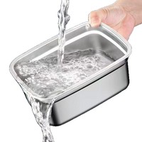 Boîte de conservation carrée en acier inoxydable de qualité alimentaire avec couvercle pour réfrigérateur, idéale pour plats froids et poisson grillé, origine Chine