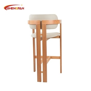 Nouvelle Arrivée Tabouret de Bar en Bois Massif Naturel de Luxe Style Italien Tissu <span class=keywords><strong>Confortable</strong></span> <span class=keywords><strong>Chaise</strong></span> de <span class=keywords><strong>Salle</strong></span> à <span class=keywords><strong>Manger</strong></span> pour Hôtel Restaurant Pub Bistro - Product Image 3
