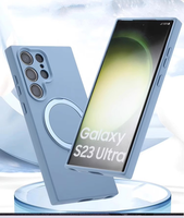 360 °   Étui de téléphone en silicone avec support magnétique pour Samsung Galaxy S25 Edge S24 Plus S23 Ultra pour support magnétique, housse de protection Funda