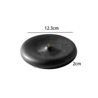 Plateau porte-encens en céramique minimaliste de 12,3 cm en gros |   Brûleur rond noir mat avec récupérateur de cendres, directement de l'usine