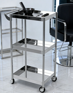 Wholesale Eco-Friendly 4-Wheel Silver 3-Tier Stainless Steel Salon Storage <b>Trolley</b> Minimalist Design for Living Rooms Hotels - Product Image 6