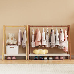 Solid Wood <b>Clothes</b> <b>Rack</b> Rectangle Hanging Portable Clothing Organizer For Living Room Bedroom Storage - Product Image 3