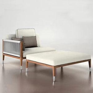 Conjunto de Sofás Seccionales Contemporáneos para Exteriores, de Teca y Ratán, Ecológicos, Duraderos, para Patio, Balcón, Comedor, Sala de Estar, Playa, Ocio, Modernos - Product Image 5