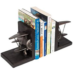 Custom wholesale vintage di alta qualità antico decorazione della casa coppia di fermalibri in poliresina set reggilibri modello aeroplano romano in resina - Product Image 5