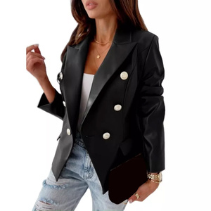 Giacca da <span class=keywords><strong>donna</strong></span> all'ingrosso alla moda giacche <span class=keywords><strong>in</strong></span> <span class=keywords><strong>pelle</strong></span> sintetica abito europeo a manica lunga con bottone doppio petto <span class=keywords><strong>donna</strong></span> - Product Image 5