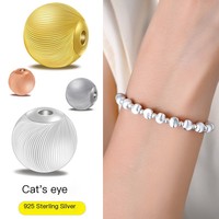 Fabricant à la mode en gros 925 en argent Sterling oeil de chat entretoise perle ronde bijoux accessoires faire des bijoux à bricoler soi-même découverte