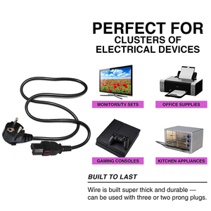 Câble d'alimentation Schuko EU vers IEC C15, câble en caoutchouc 3x0,75 mm² 1,8 m, homologué VDE pour les appareils haute puissance - Product Image 6