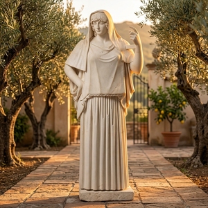 Scultura su Misura della Dea Vesta in Marmo Bianco Massiccio - Arte Figurativa Greco-Romana Personalizzata, Realizzata su Ordinazione con Consegna Globale - Product Image 4
