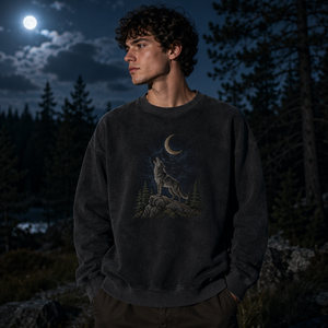 Felpa Girocollo Vintage Streetwear con Lavaggio Acido 400GSM, Oversize con Spalle Cadenti, Casual da Uomo - Product Image 3