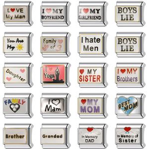 Module italien de série anglaise 9Mm Combinaison à section unique en acier inoxydable émaillé goutte à goutte Bracelet de bricolage Accessoires de bijouterie - Product Image 1