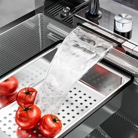 Robinet intelligent à affichage numérique en acier inoxydable pour évier de cuisine, multifonctionnel, argenté, grand, à fente unique