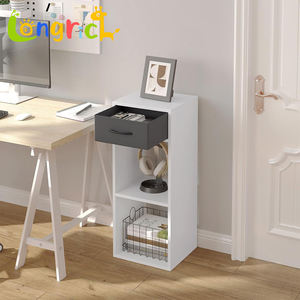 Mueble de Madera con 3 Estantes, 1 Cajón de Tela y 2 Cubos de Almacenamiento Abiertos, Ecológico, para Sala de Estar Pequeña, Dormitorio o Habitación <span class=keywords><strong>Infantil</strong></span> - Product Image 4
