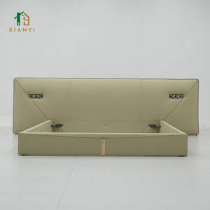 Cadre de <span class=keywords><strong>lit</strong></span> moderne et luxueux de style européen minimaliste, taille Queen, avec tête de <span class=keywords><strong>lit</strong></span> réglable rembourrée en mousse douce et cuir. - Product Image 4