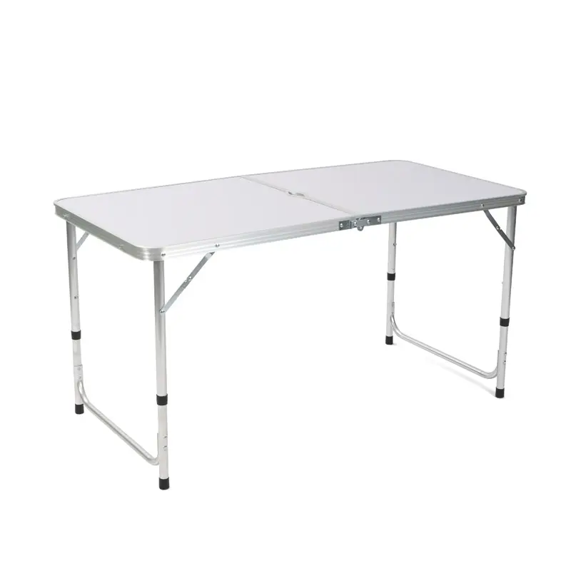 โต๊ะตั้งแคมป์อลูมิเนียมน้ําหนักเบาพับได้ ประกอบฟรี โต๊ะสี่เหลี่ยมผืนผ้าอลูมิเนียม ปรับระดับความสูงได้ โต๊ะสี่เหลี่ยมโลหะ