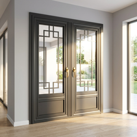 Porte en aluminium de style chinois ancien de luxe, design traditionnel, verre trempé triple isolation à faible émissivité, pour salon